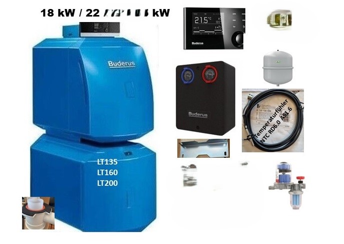 Paket Buderus Öl Brennwert Kessel GB125 18kW+Speicher LT160+HS25+Afriso+AS1.6